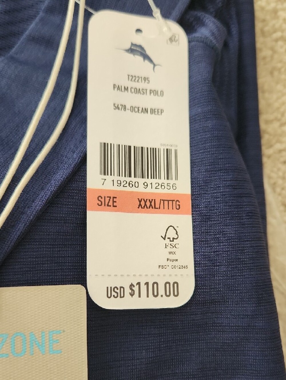 Tommy Bahama Men's IslandZone Polo - Deep Navy with Teal Trim - Picture 2 of 4